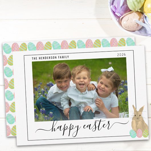Happy Easter Cute Bunny Kids Photo シーズンカード