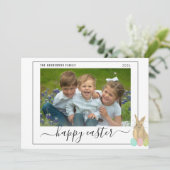 Happy Easter Cute Bunny Kids Photo シーズンカード (スタンド正面)