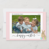 Happy Easter Cute Bunny Kids Photo Pink シーズンカード (正面)