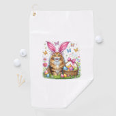 Happy Easter Cute Bunny Maine Coon Cat Easter Eggs ゴルフタオル (インサイチュ)