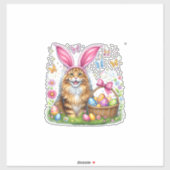 Happy Easter Cute Bunny Maine Coon Cat Easter Eggs シール (シート)