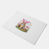 Happy Easter Cute Bunny Maine Coon Cat Easter Eggs ドアマット (アングル)