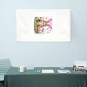 Happy Easter Cute Bunny Maine Coon Cat Easter Eggs 横断幕 (トレードショー)