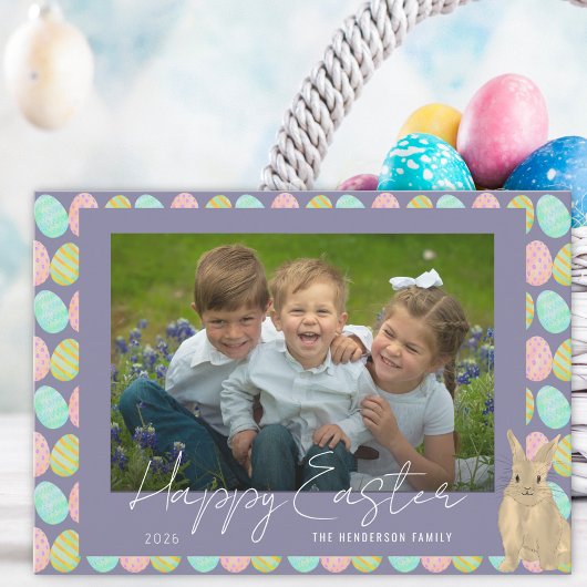 Happy Easter Cute Bunny Photo シーズンカード