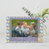 Happy Easter Cute Bunny Photo シーズンカード (スタンド正面)