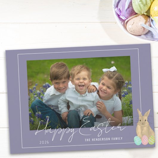 Happy Easter Cute Bunny Photo Holiday Card シーズンカード