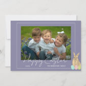 Happy Easter Cute Bunny Photo Holiday Card シーズンカード (正面)