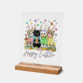 Happy Easter Cute Cat Lover Bunny Easter Day Women アクリルサイン (傾斜)