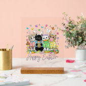 Happy Easter Cute Cat Lover Bunny Easter Day Women アクリルサイン (ウェディング)