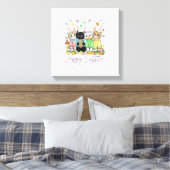 Happy Easter Cute Cat Lover Bunny Easter Day Women キャンバスプリント (インサイチュ (寝室))