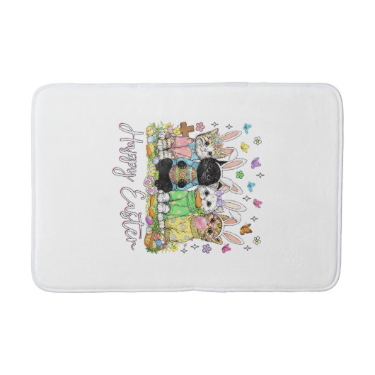 Happy Easter Cute Cat Lover Bunny Easter Day Women バスマット (正面)