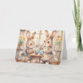 Happy Easter Cute Easter Bunnies & Eggs  シーズンカード (正面)