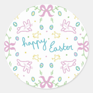 Happy Easter Cute Greeting  ラウンドシール