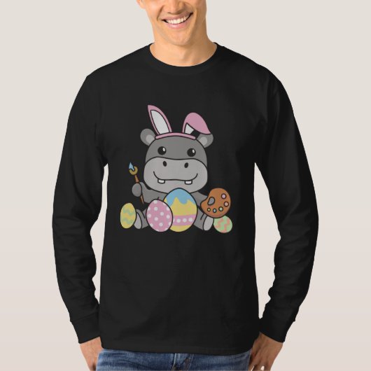 Happy Easter Cute Hippo For Easter With Easter Egg Tシャツ (正面)