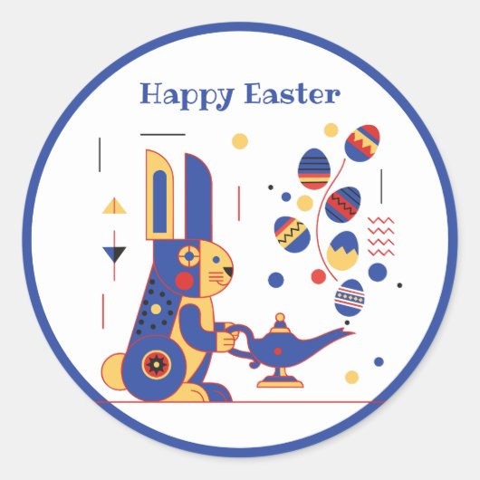 Happy Easter Cute Personalized ラウンドシール (正面)