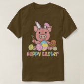 Happy Easter Cute Pig For Easter With Easter Eggs Tシャツ (デザイン正面)