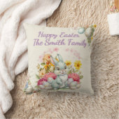 Happy Easter Cute Water Color bunny  クッション (ブランケット)