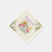 Happy Easter Cute Water Color bunny スタンダードカクテルナプキン (角)