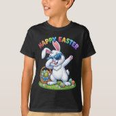 Happy Easter Dabbing Bunny with Sunglasses Tシャツ (正面)