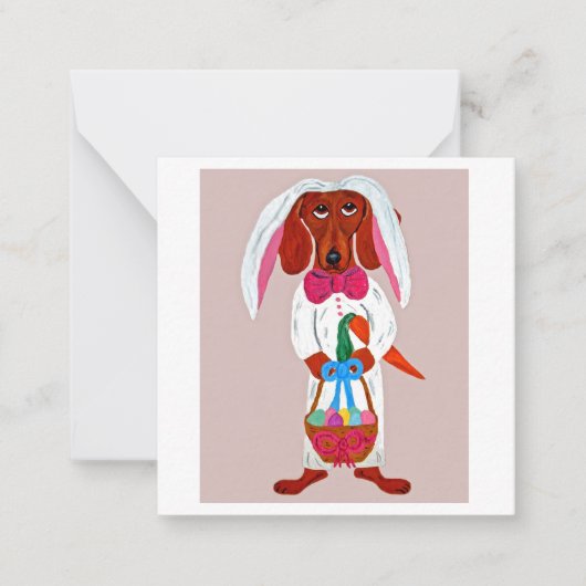 Happy Easter Dachshund Easter Bunny card ノートカード (正面)