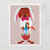 Happy Easter Dachshund Easter Bunny card ポストカード (正面)