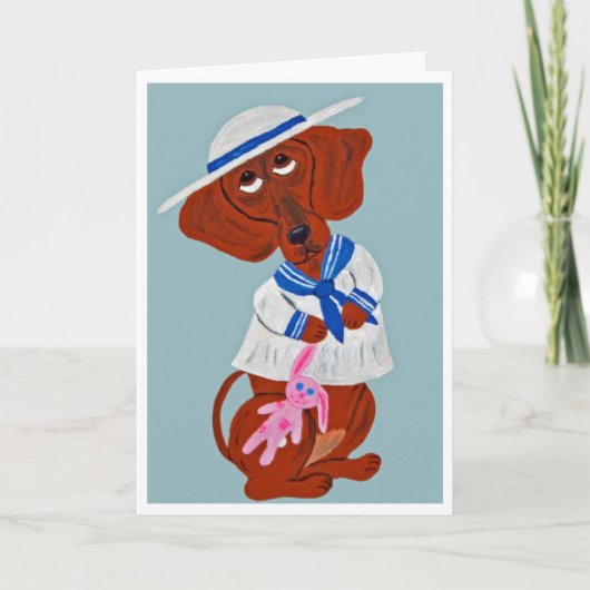 Happy Easter Dachshund Folded Greeting Card カード (正面)