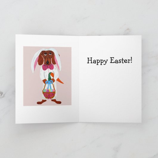 Happy Easter Dachshund Folded Greeting Card カード (内部)
