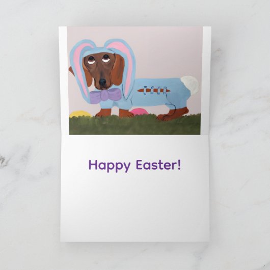  Happy Easter Dachshund hatching out of egg  カード (内部)