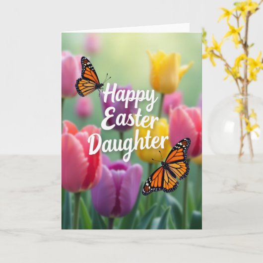 Happy Easter Daughter Art Card カード (黄色い花)