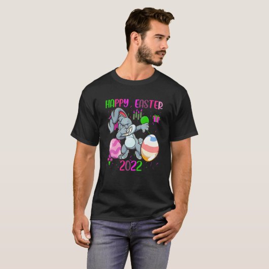 Happy-Easter Day 2022 Funny Dabbing Easter Bunny C Tシャツ (正面フル)