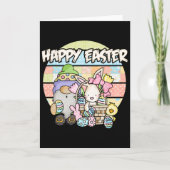 Happy Easter Day 2025 - Bunny Gnome Hug Easter Egg カード (正面)