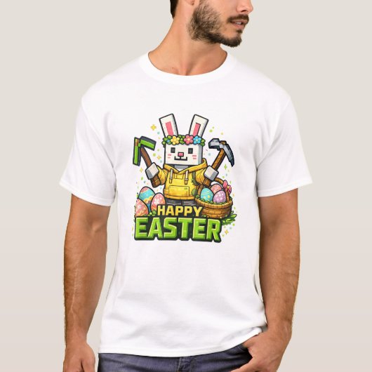 Happy Easter Day Bunny Egg Gamer Video Game Kids M Tシャツ (正面)