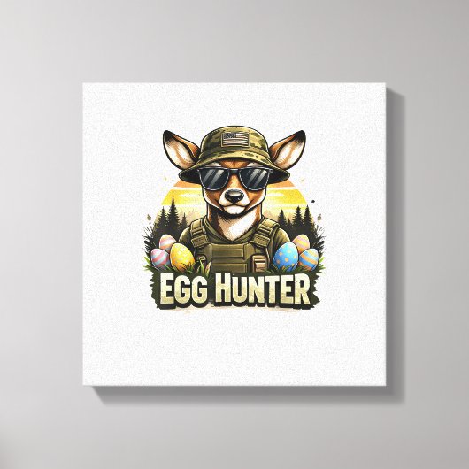 Happy Easter Day Camo Funny Hunting Boys Men Easte キャンバスプリント (正面)