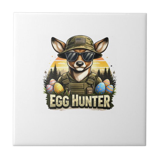 Happy Easter Day Camo Funny Hunting Boys Men Easte タイル (正面)