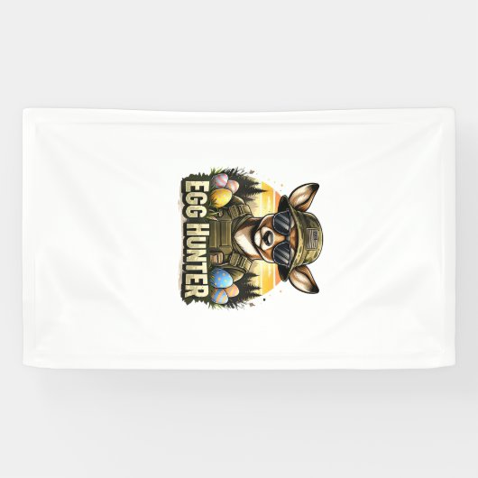 Happy Easter Day Camo Funny Hunting Boys Men Easte 横断幕 (横)