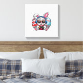 Happy Easter Day Cute Bunny Playing Video Game Kid キャンバスプリント (インサイチュ (寝室))