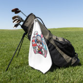 Happy Easter Day Cute Bunny Playing Video Game Kid ゴルフタオル (グリーン)