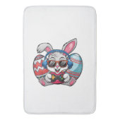 Happy Easter Day Cute Bunny Playing Video Game Kid バスマット (正面縦)