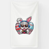 Happy Easter Day Cute Bunny Playing Video Game Kid 横断幕 (縦)