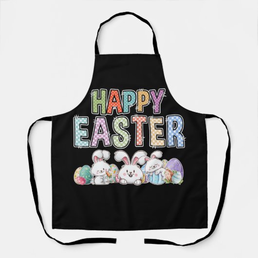 Happy Easter Day Cute Bunny With Eggs Easter エプロン (正面)