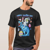 Happy Easter Day Funny Graphic Cute Bunny Riding D Tシャツ (正面)