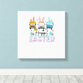 Happy Easter Day Funny School Bus Driver Life Happ キャンバスプリント (インサイチュ (ウッドフロア))