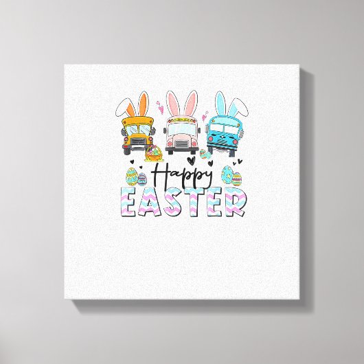 Happy Easter Day Funny School Bus Driver Life Happ キャンバスプリント (正面)