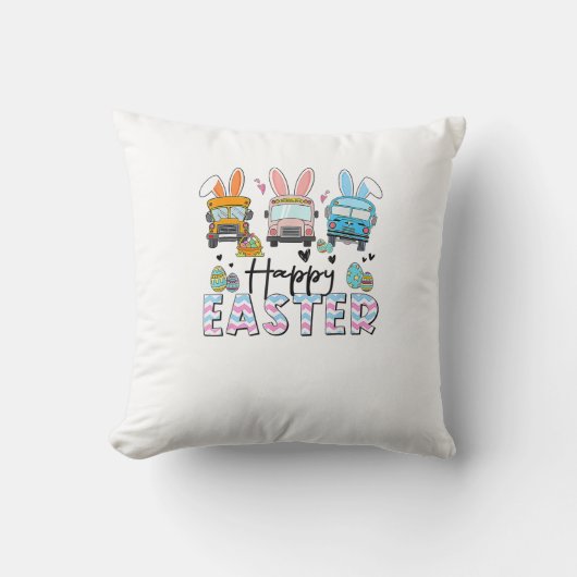 Happy Easter Day Funny School Bus Driver Life Happ クッション (正面)