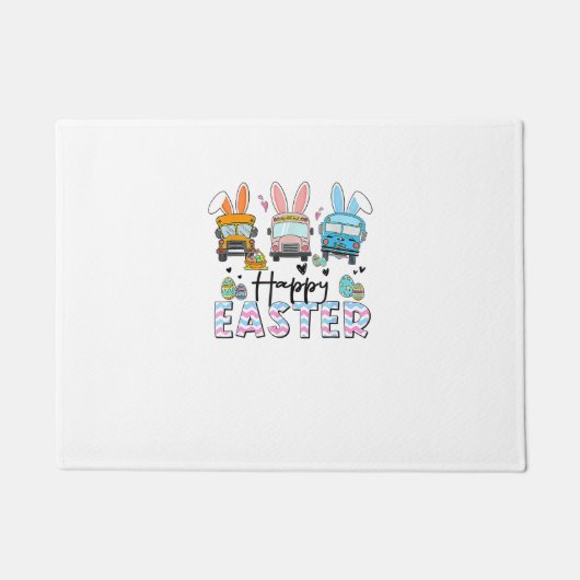Happy Easter Day Funny School Bus Driver Life Happ ドアマット (正面)