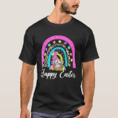Happy Easter Day Gnome Bunny Leopard Rainbow Funny Tシャツ (正面)