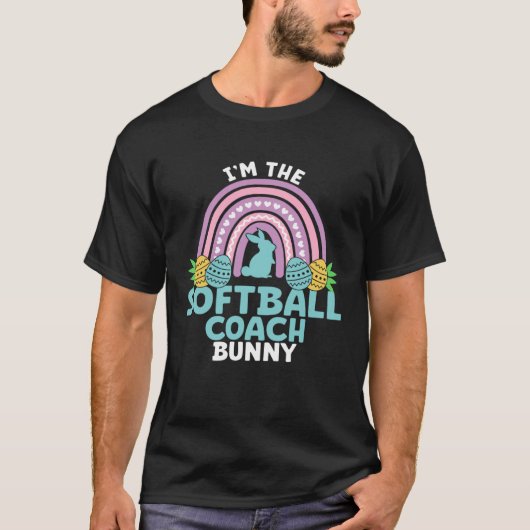Happy Easter Day I m the Softball Coach Bunny Tシャツ (正面)
