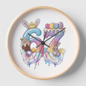 Happy Easter Day Ice Cream Eggs 壁時計 (正面)