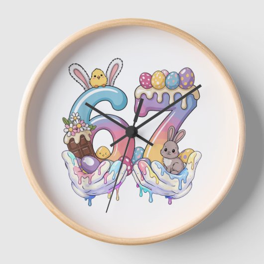 Happy Easter Day Ice Cream Eggs 壁時計 (正面)