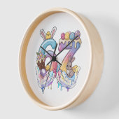 Happy Easter Day Ice Cream Eggs 壁時計 (傾斜)